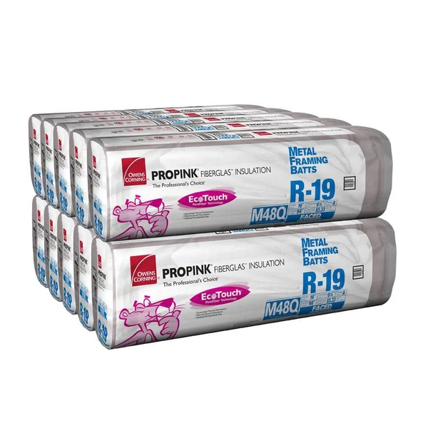 Owens Corning R-19 Pink Metal Framed Kraft Faced Fiberglass Insulation Batt 16 in. x 96 in. (10-Bags) 187985