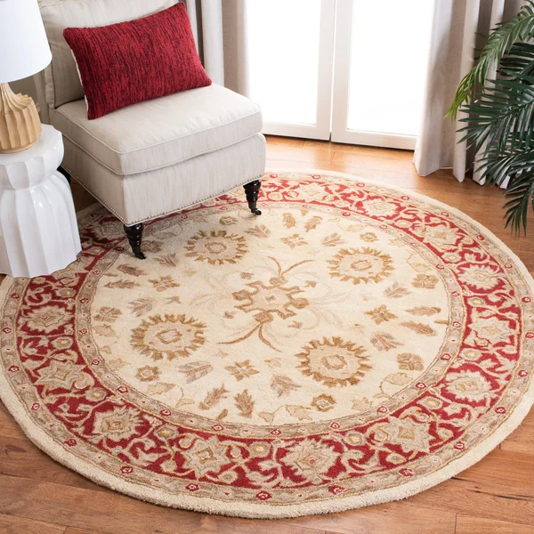 Safavieh 4& x 4& Round Anatolia AN551A Ivory, Red Rug