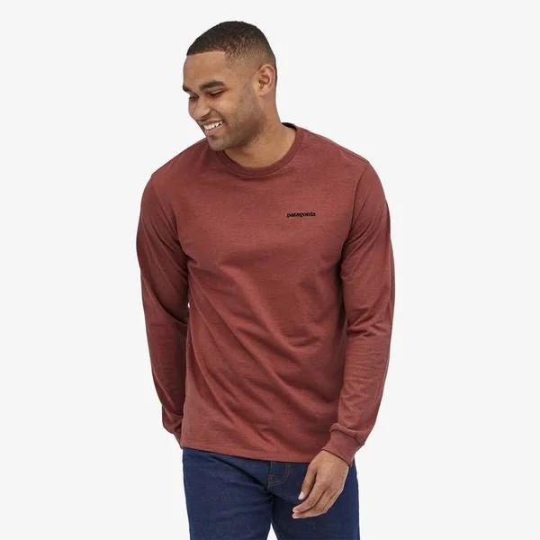 Patagonia Men's Long-Sleeved P-6 Logo Responsibili-Tee Crater Blue, M