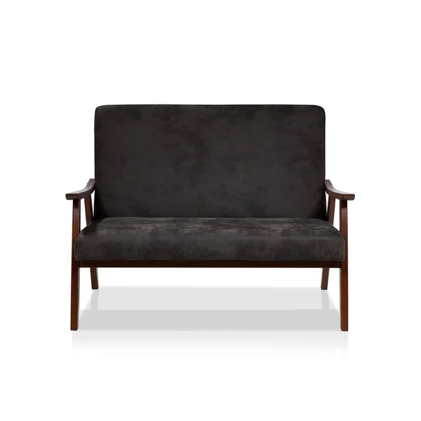 Furniture of America Balf Contemporary Faux Leather Loveseat Bench - Dark Grey
