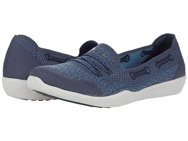 Skechers Women's Newbury St Easily Adored Vegan Slip on Sneaker, Navy