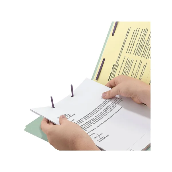 Smead 3x22 Expansion Folder, Two Fasteners, End Tab, Letter, Gray Green, 25/Box