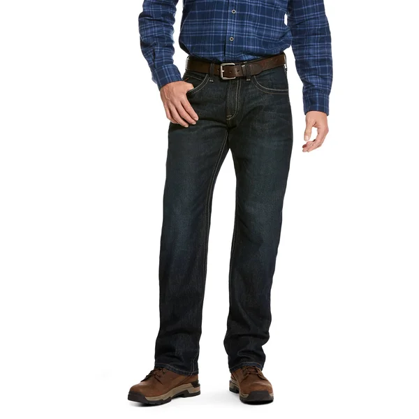 Ariat Men's Rebar M5 Slim DuraStretch Edge Stackable Straight Leg Jeans, 10028691, Cobalt
