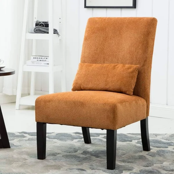 Roundhill Furniture Pisano Chenille Armless Contemporary Accent Chair Chocolate
