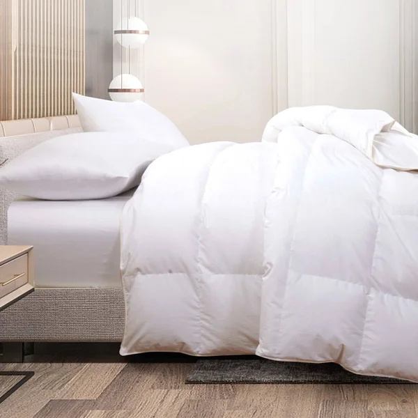 Luxury Natural Down Comforter King - Pure White, 100% Cotton
