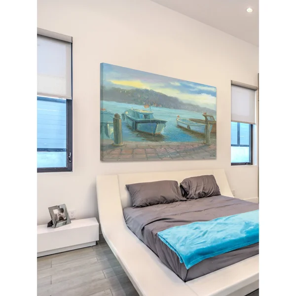 Marmont Hill Morning Dockside Painting Print on Wrapped Canvas, 36x22x24x22