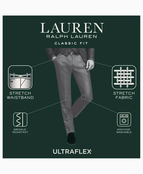 Lauren Ralph Lauren Men's Microtwill UltraFlex Dress Pants - Navy