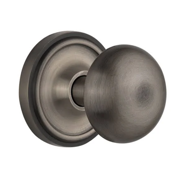 Nostalgic Warehouse 704784 Classic Rosette Passage New York Door Knob, Antique Pewter