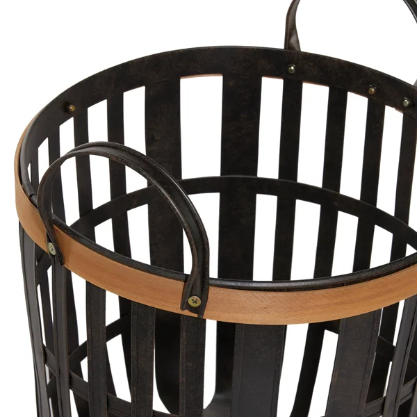 Black Bamboo Farmhouse Storage Basket (Set of 2)