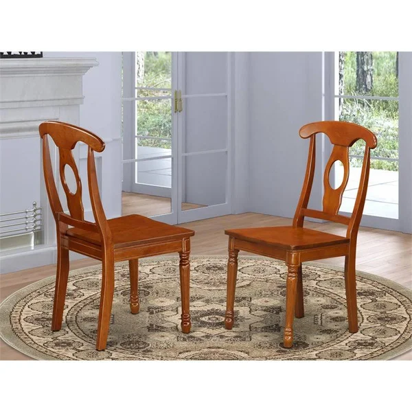 East West Furniture Napoleon Styled Chair with Wood SEAT, Set of 2