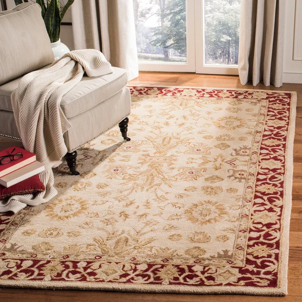 Safavieh 4& x 4& Round Anatolia AN551A Ivory, Red Rug