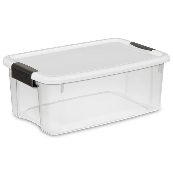 Sterilite 19849806 18 Quart/17 LITER Ultra Latch Box - Clear with A White Lid