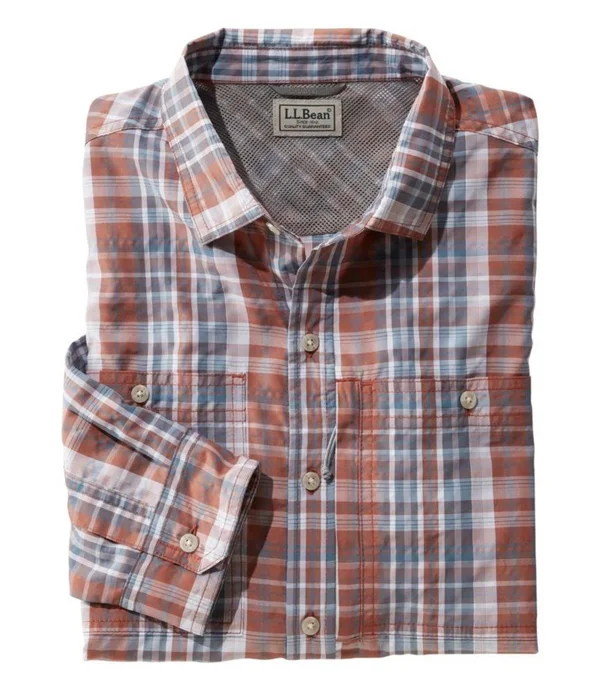 Men's Cool Weave Shirt, Long-Sleeve Orange Large, L.L.Bean