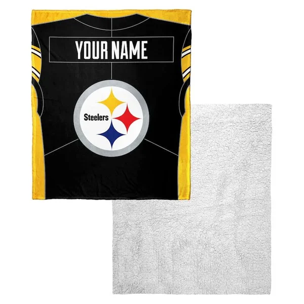 NFL Pittsburgh Steelers Personalized Silk Touch Sherpa Throw Blanket Multi