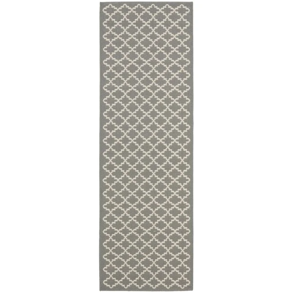 Safavieh Courtyard Anthracite & Beige 2&-3x22 x 18& Indoor/Outdoor Rug