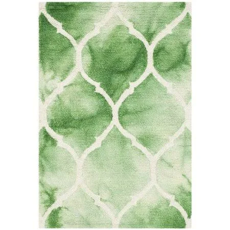 Bungalow Rose El Segundo Hand-Tufted Wool Green/Ivory Area Rug, Size: Square 7'