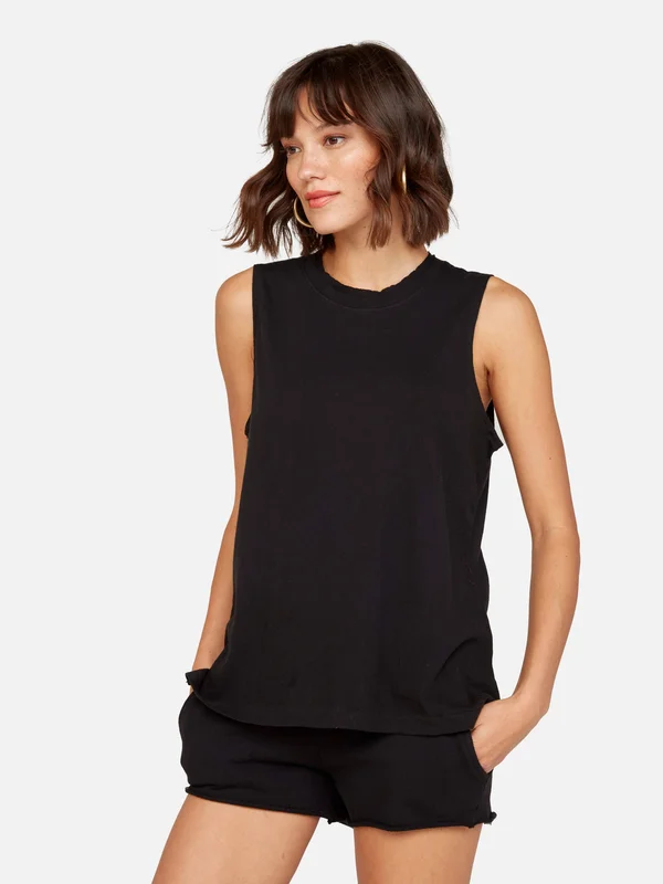 Organic Cotton Vintage Tank Jet Black - XL