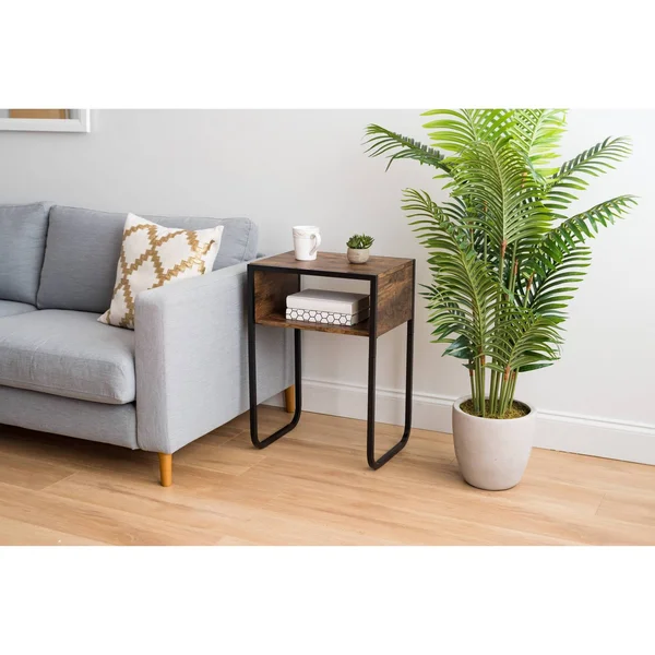 Iris USA, Inc. Brown A-Shape Wood and Metal Side Table