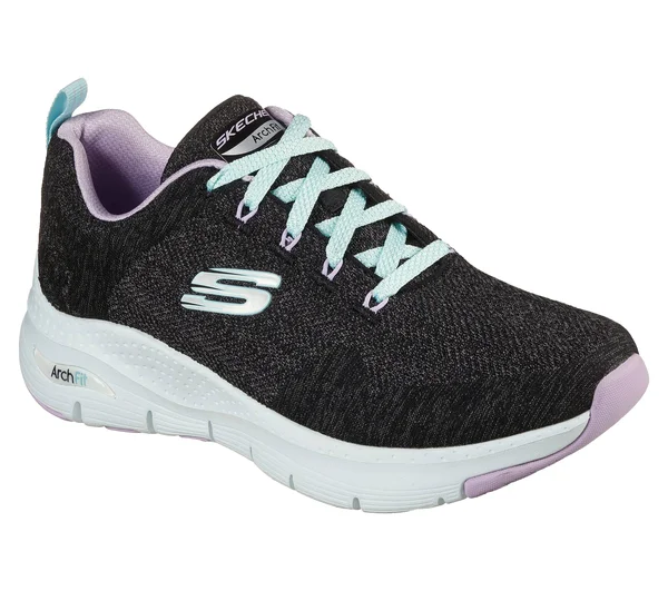 Women's Skechers Arch Fit Comfy Wave Sneaker - Size: 7, Black