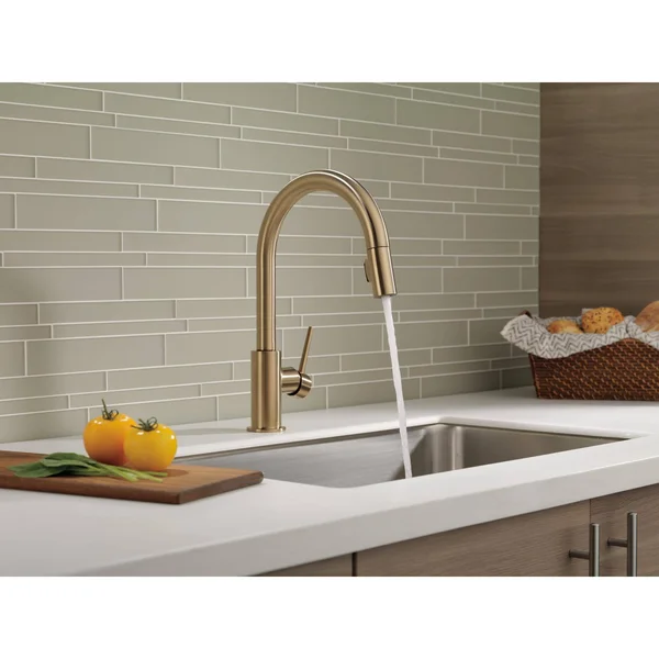 Delta Faucet 9159-LS-DST Trinsic Single Handle Kitchen Swivel Pull-Down, Chrome