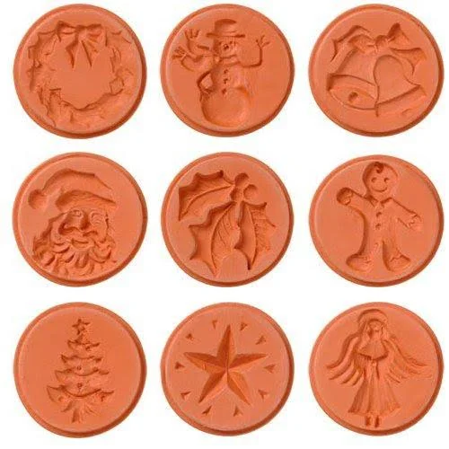 JBK Pottery Christmas Cookie Stamps, Set of 9