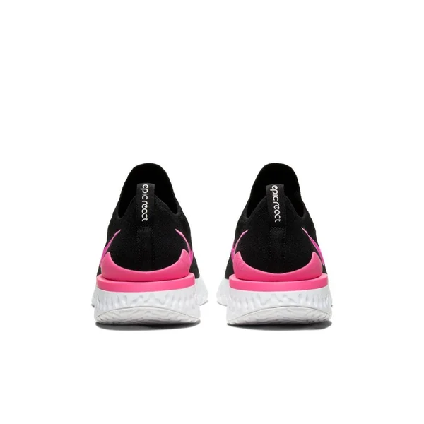 Men's Epic React Flyknit 2 (D - Regular) Running Shoe - Black, Pink Blast, White, 13