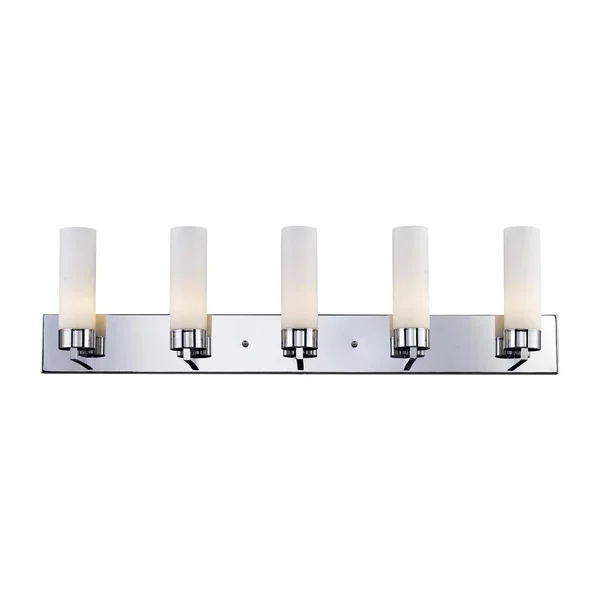 Avery Home Lighting Ibis Chrome and Matte Opal 5-Light Vanity Fixture Ibis Chrome 5 Light Vanity Light