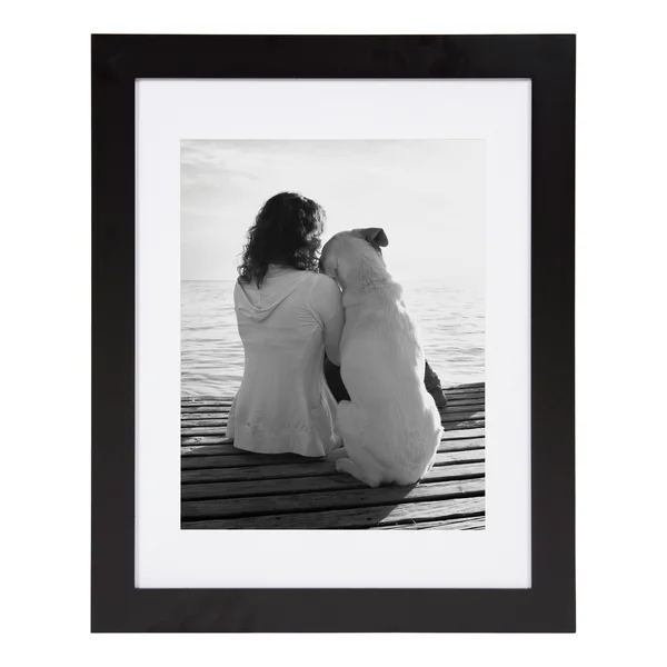 DesignOvation Museum Wooden Traditional Picture Frame Set with Mats for Customizable Wall Display - 14x18 Matted to 11x14, Black