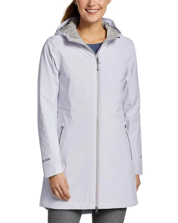 Eddie Bauer Women's Cloud Cap Stretch Insulated Trench Coat - Beige - XXL