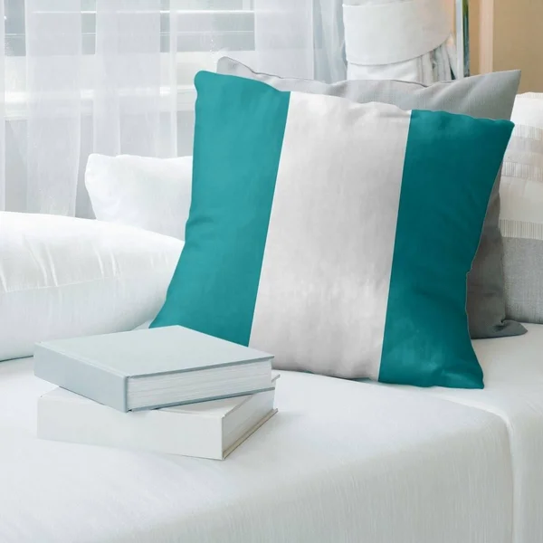 Miami Miami Football Stripes Pillow-Cotton Twill - 20 x 20 - Square - Zipper Closure - Large - Removable Cover - Accent