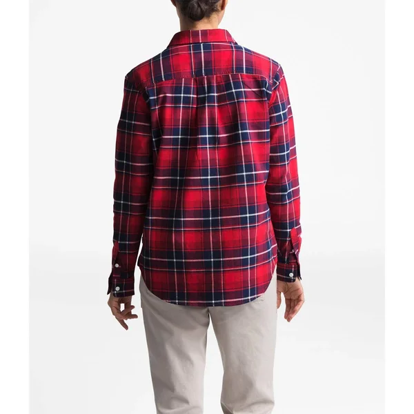 The North Face Women's Long-Sleeve Boyfriend Shirt - TNF Red Berkeley Twill Plaid, XL