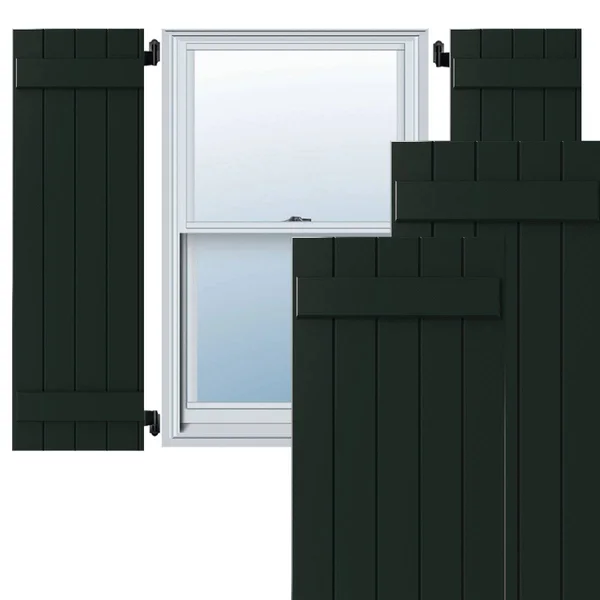 Ekena Millwork CWB18X037CGC 18x22W x 37x22H Exterior Five Board (2 Batten) Composite Board-n-Batten Shutters (Per Pair) - Chrome