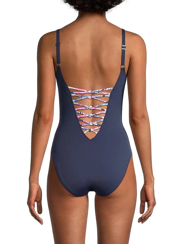 Lilly Pulitzer Isle Lattice One-Piece True Navy 0