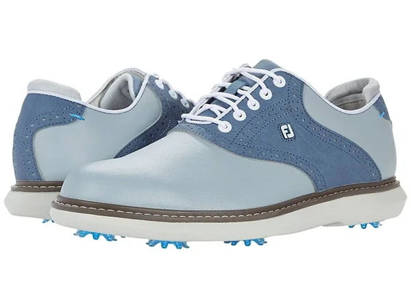 FootJoy Men's Traditions Golf Shoe - Grey/Blue, 7.5