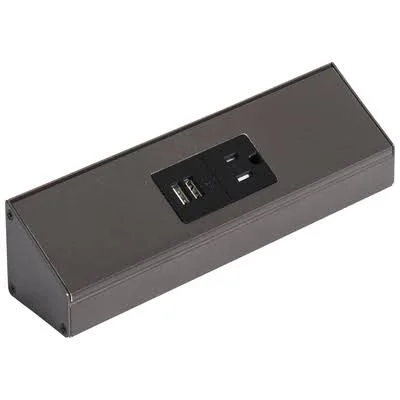 Task Lighting TRU9-1BD-P-BZ 9x22 Angled Power Strip - 1 Black USB - Receptacle - Bronze