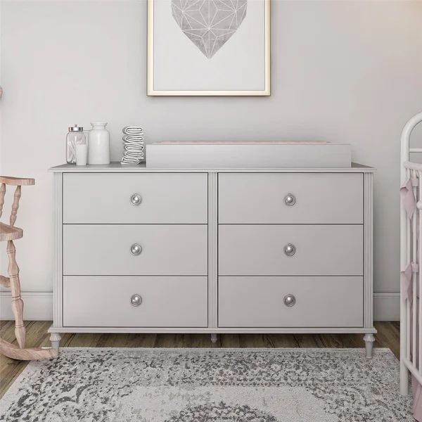 Little Seeds Rowan Valley Arden 6 Drawer Grey Changing Dresser, Gray