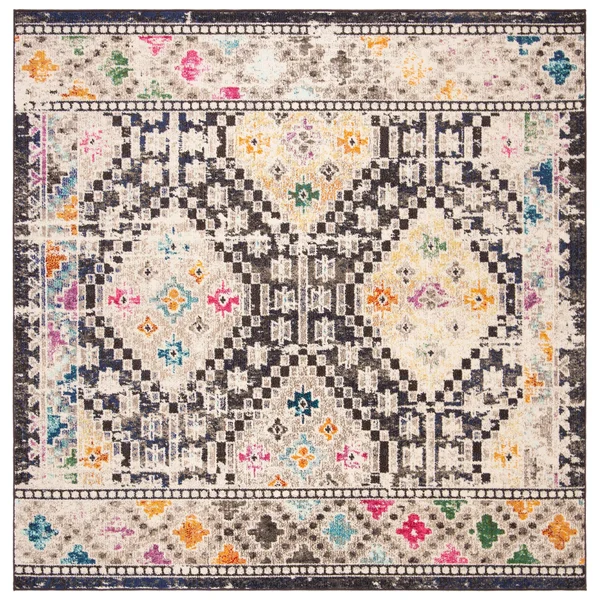 Safavieh Madison Black/Yellow 5 ft. x 5 ft. Square Area Rug