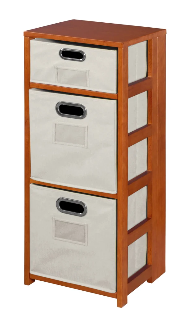 Flip Flop 34x22 Square Folding Bookcase with Folding Fabric Bins Cherry - Teal