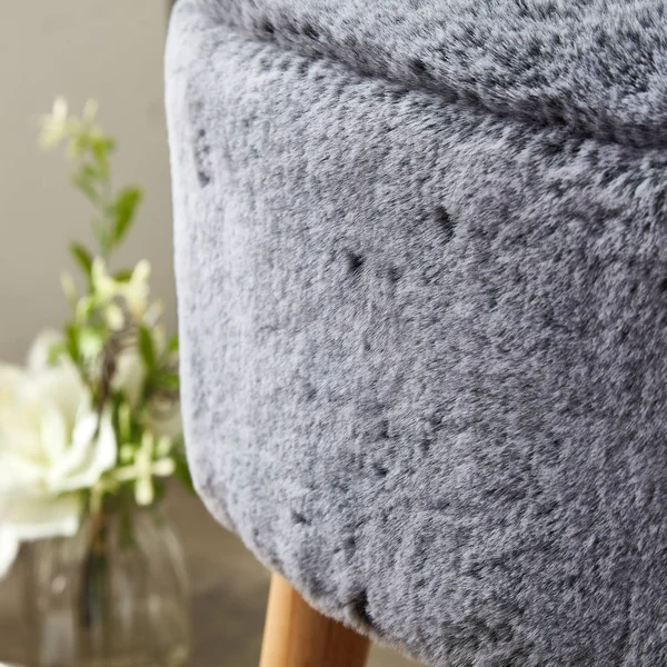 Home Soft Things Serenta Heavy Fauxfur Oval Ottoman - Wood Rose - 22 x 18 x 18 inches