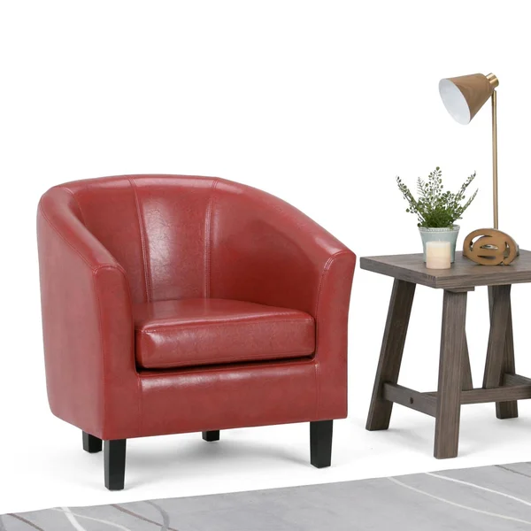 Brooklyn + Max Hudson Barrel Chair Red Faux Leather