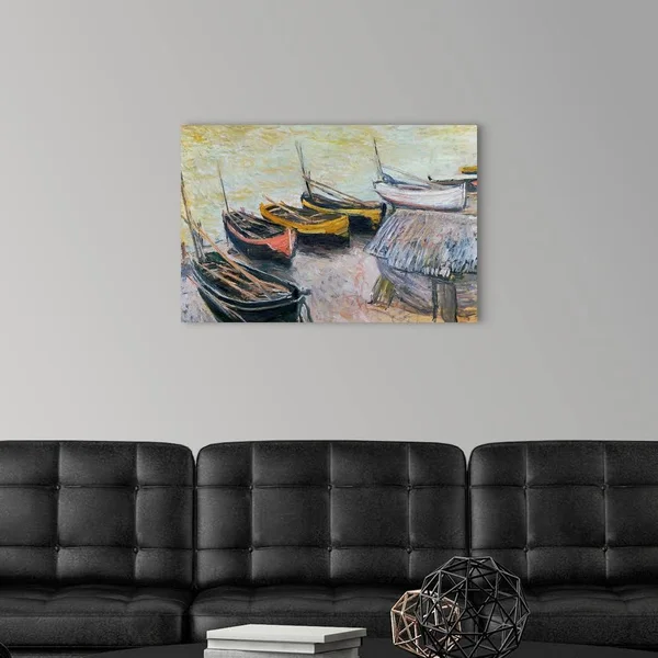 Boats on The Beach - 1883, Canvas Wall Art, 30x20, Great Big Canvas