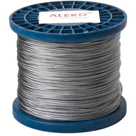 Aleko Stainless Aircraft Steel Cable Wire Rope - 1000&