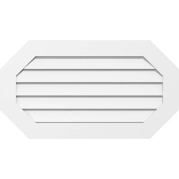 Ekena Millwork GVPOH32X1201SF 32x22W x 12x22H Horizontal Elongated Octagon Surface Mount PVC Gable Vent: Functional - 3-1/2x22W x