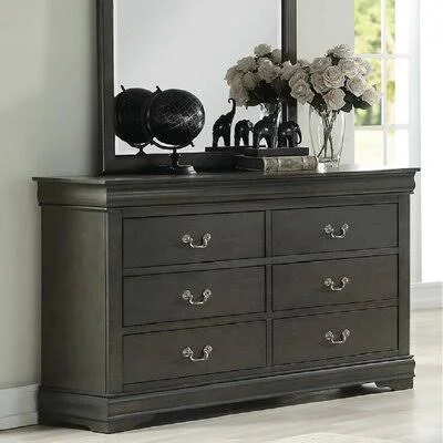 Mickens 6 Drawer 57x22 W Double Dresser Alcott Hill Color: Dark Gray