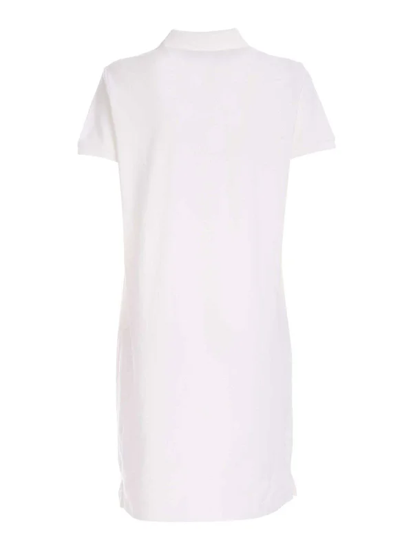 Polo Ralph Lauren Blue Logo Embroidery Dress in White