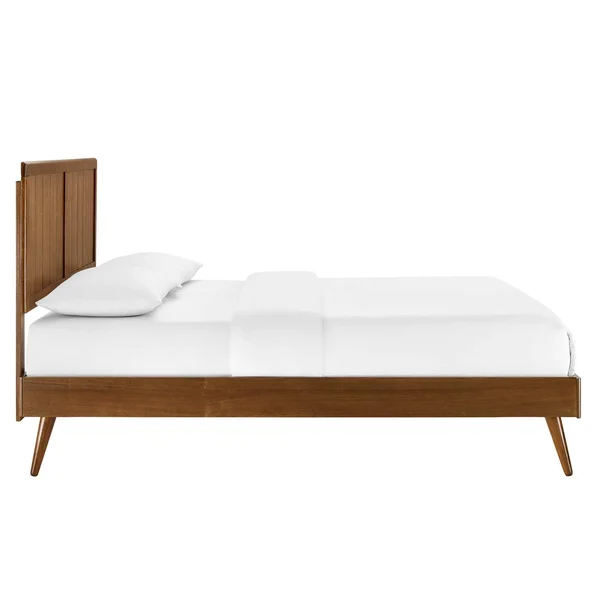 Modway Alana King Wood Platform Bed with Splayed Legs - Walnut