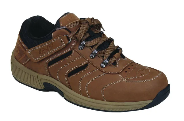Men's OrthoFeet Shreveport Brown Leather 14 XXW, Adult Unisex