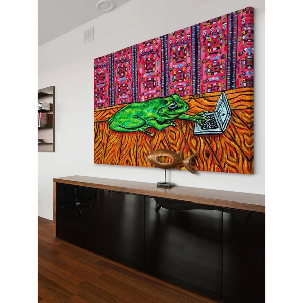 Marmont Hill - Handmade Frog Computer Print on Wrapped Canvas 30 x 20