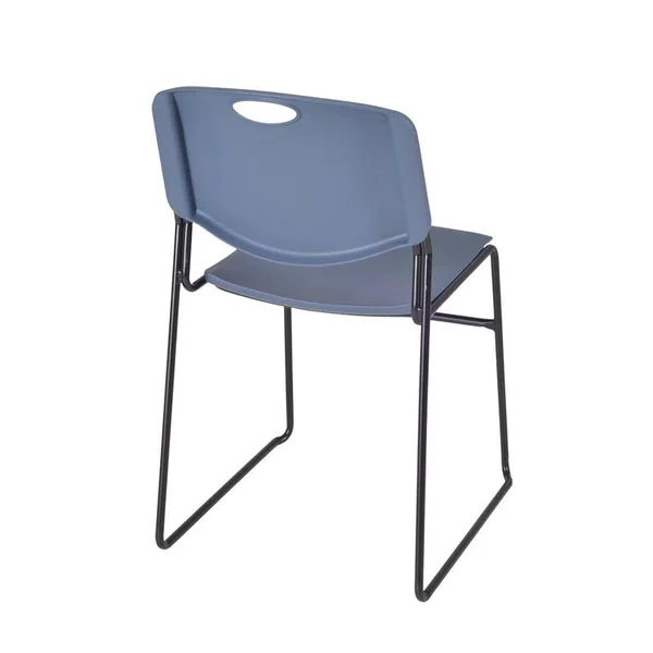 Kobe 48x22 Round Breakroom Table- Mahogany & 4 Zeng Stack Chairs- Blue