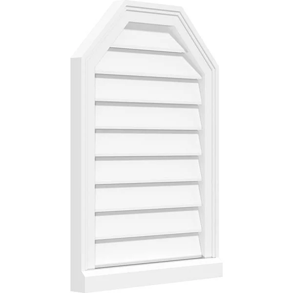 Ekena Millwork GVPOT30X4003SF 30x22W x 40x22H Octagonal Top Surface Mount PVC Gable Vent: Functional - w/ 2x22W x 2x22P Brickmoul